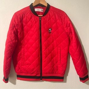 Disney Minnie Mouse red quilted bomber puffer jacket S/M
